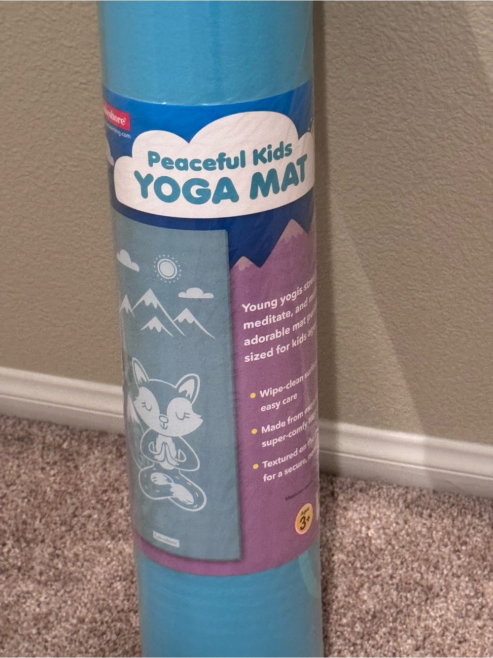 Peaceful Kids Blue Yoga Mat for Kids – Soft Non-Slip Practice Mat - New